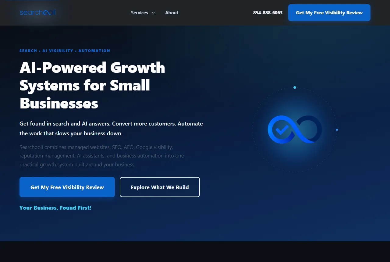 The Searchooli homepage, built and managed using this same process.